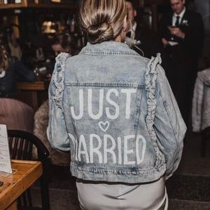 💎JUST MARRIED💎 custom painted denim jacket